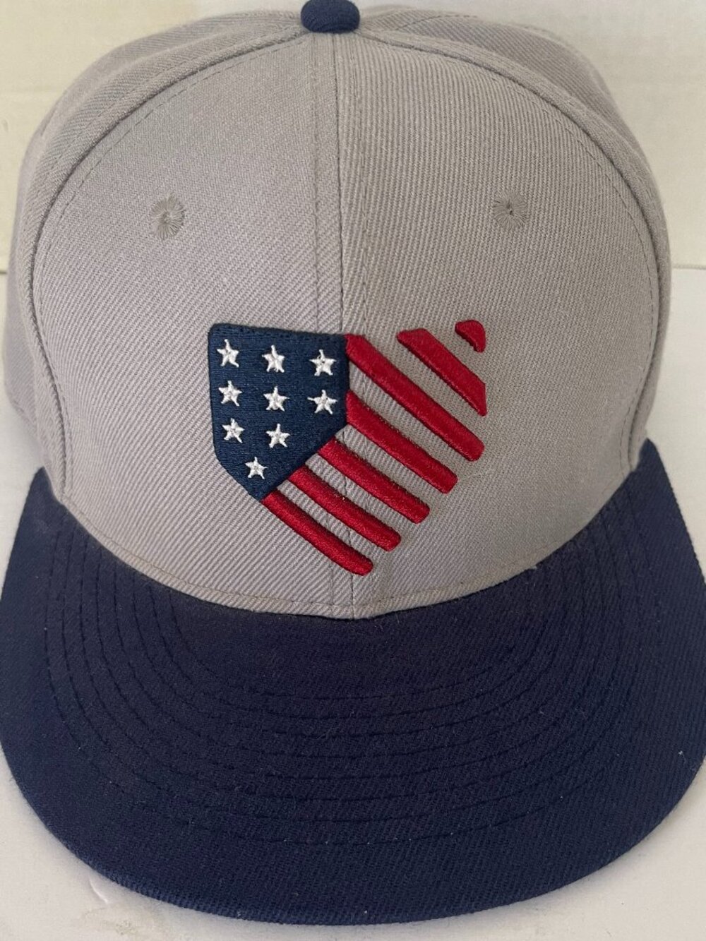 Baseballism Men's Baseball Hat Gray/Royal Blue Embroidered American Flag